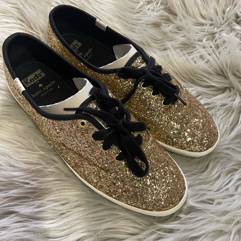 Kate Spade Sparkling Gold Sneakers
